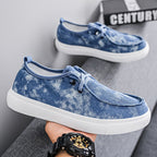 Damen lässige Slip-On Sneakers aus atmungsaktivem Denim mit elastischem Einschlupf