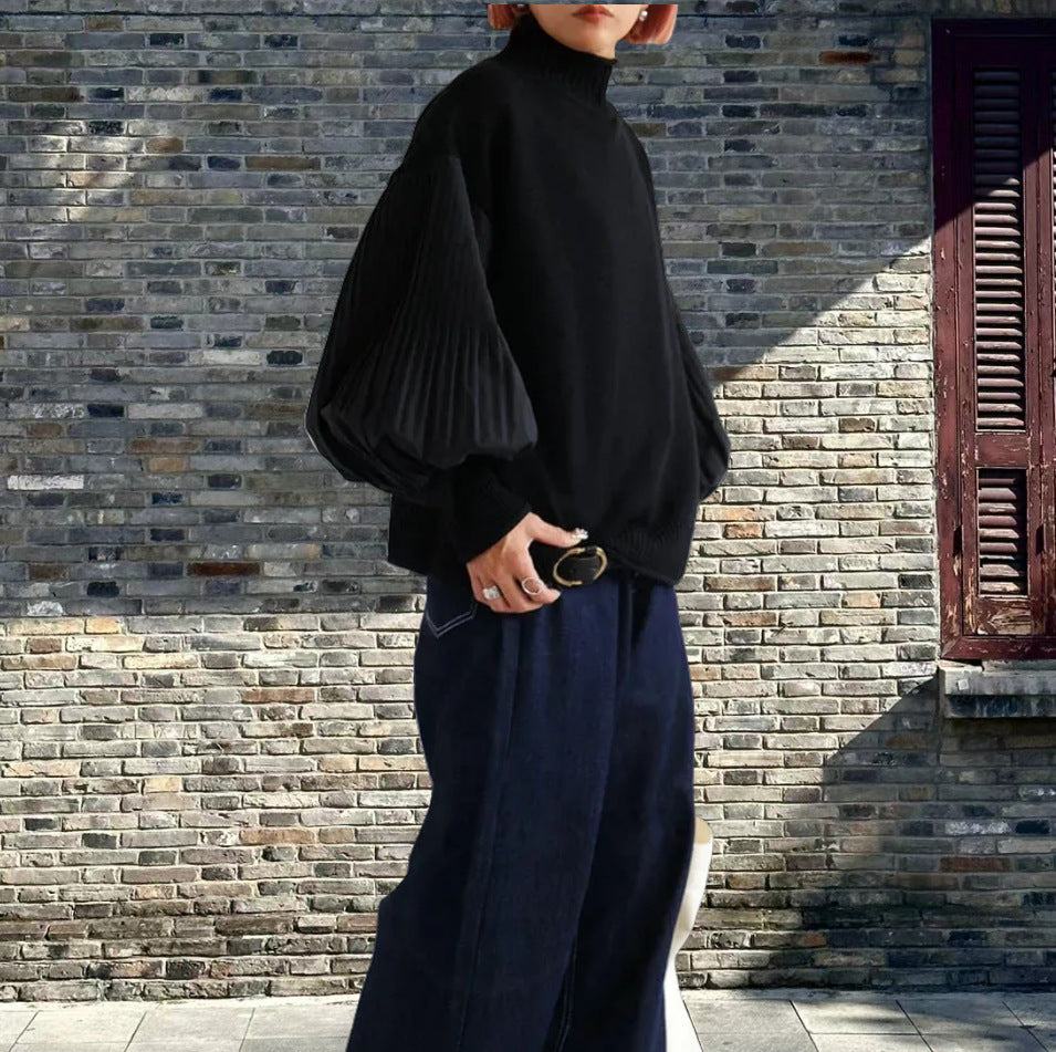 Damen Oversized Pullover mit strukturierten Puffärmeln R&B