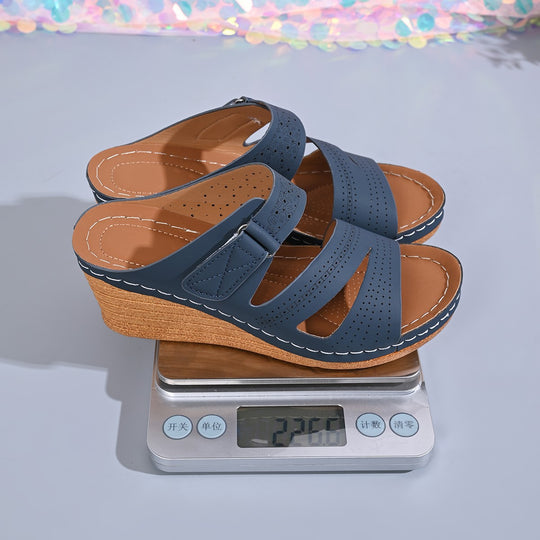Damen Wedge-Pantoletten mit verstellbarem Riemendesign und anatomischem Fußbett R&B
