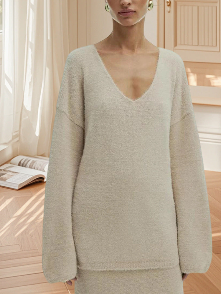 Damen Oversized Strickpullover mit hohem Bund und seitlicher Naht R&B
