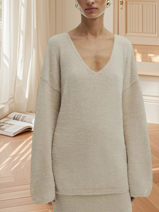 Damen Oversized Strickpullover mit hohem Bund und seitlicher Naht R&B