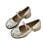 Damen elegante Ballerina-Pumps mit modischen Riemchen und dekorativen Schleifen R&B