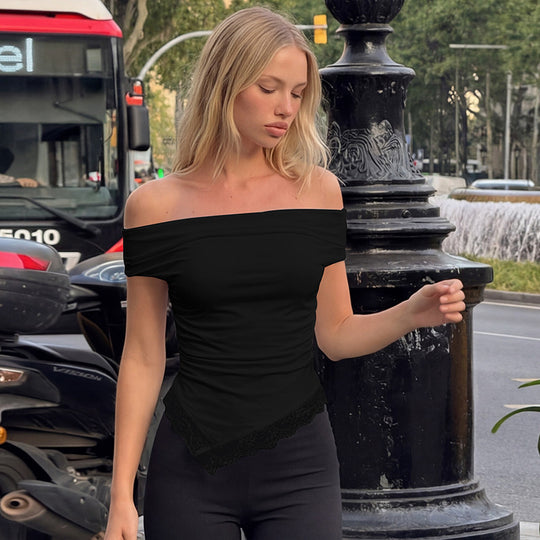 Damen Charmantes Off-Shoulder Top R&B