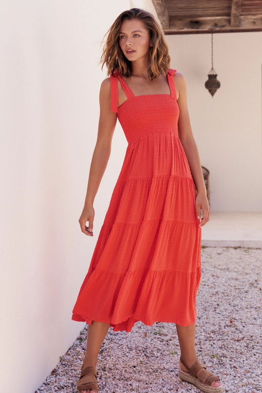 Damen Maxi Kleid mit fließendem Schnitt und verstellbaren Trägern R&B