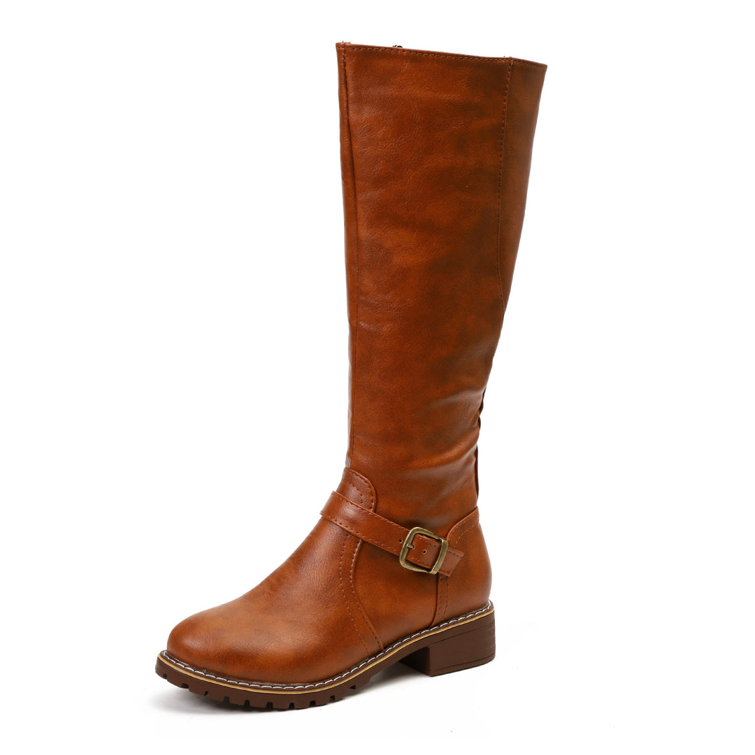 Damen Modische Stiefel mit eleganter Schnalle und robustem Profil R&B