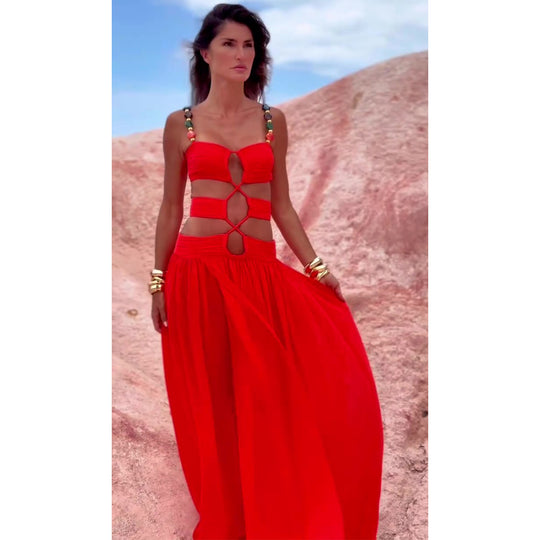 Damen Maxikleid mit einzigartigem Cut-Out Design R&B