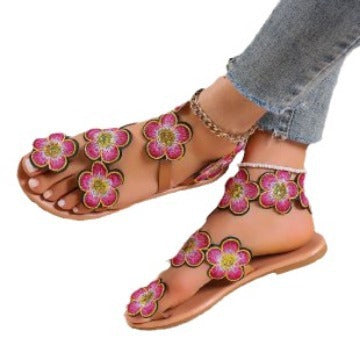 Damen Modische Sandalen mit floralen Applikationen R&B