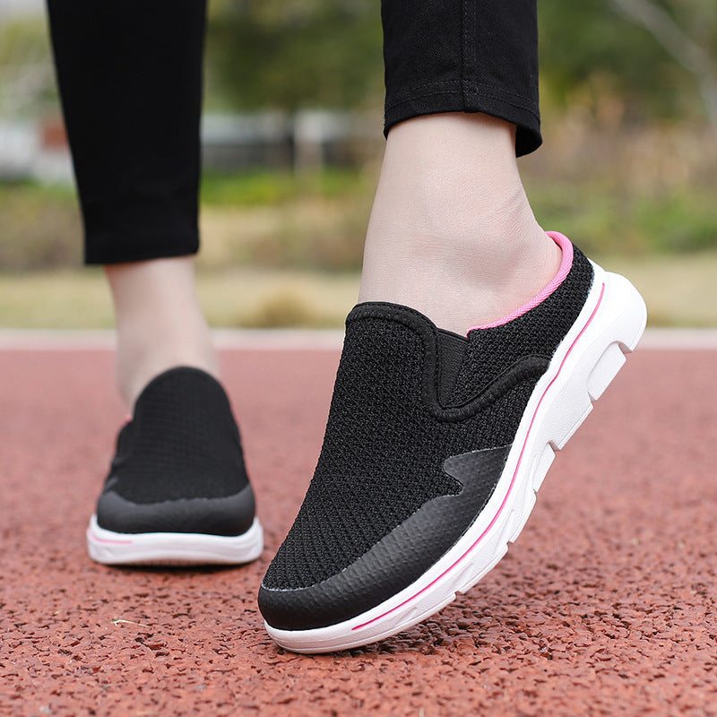 Damen nan offener Fersen-Slipper mit nahtlosem NetzgewR&Be, gepolstertem Komfortfußbett und stoßdämpfender Leichtsohle R&B