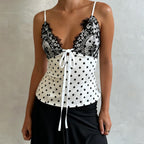 Damen Sexy Spitzen-Trägertop mit gepunktetem Design R&B