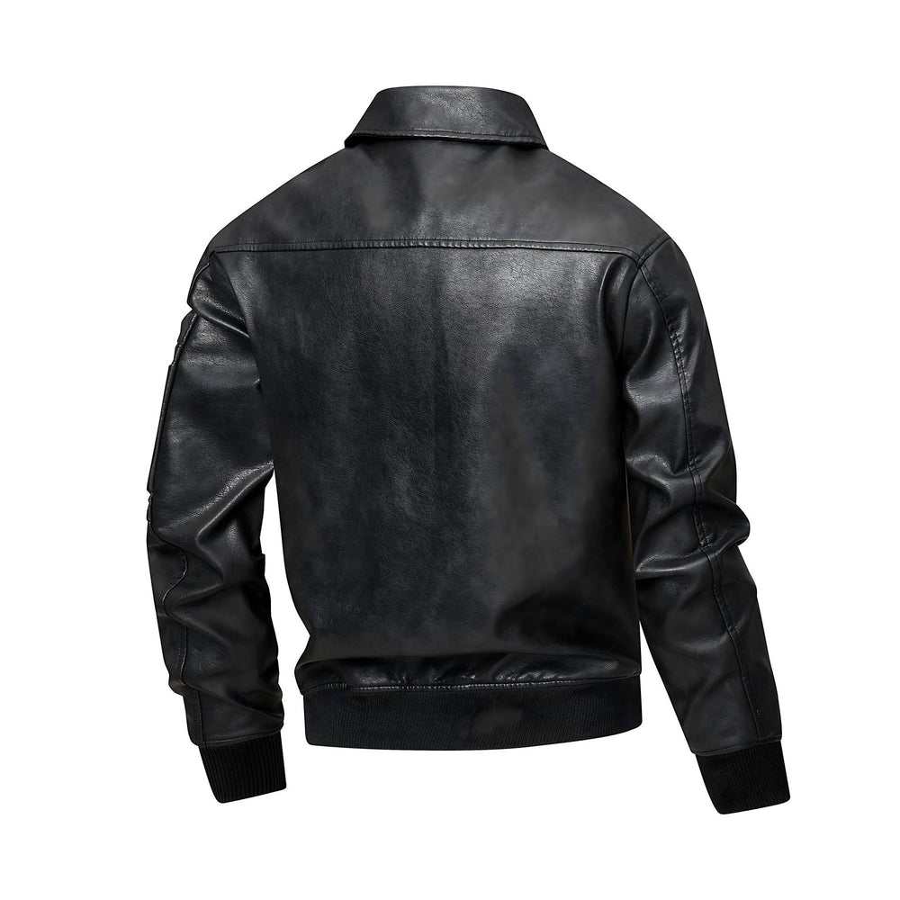 Damen lässige Kunstlederjacke mit praktischen Taschen R&B