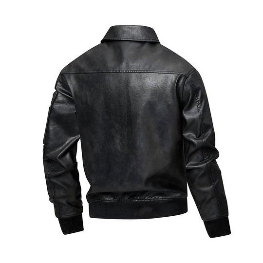Damen lässige Kunstlederjacke mit praktischen Taschen R&B