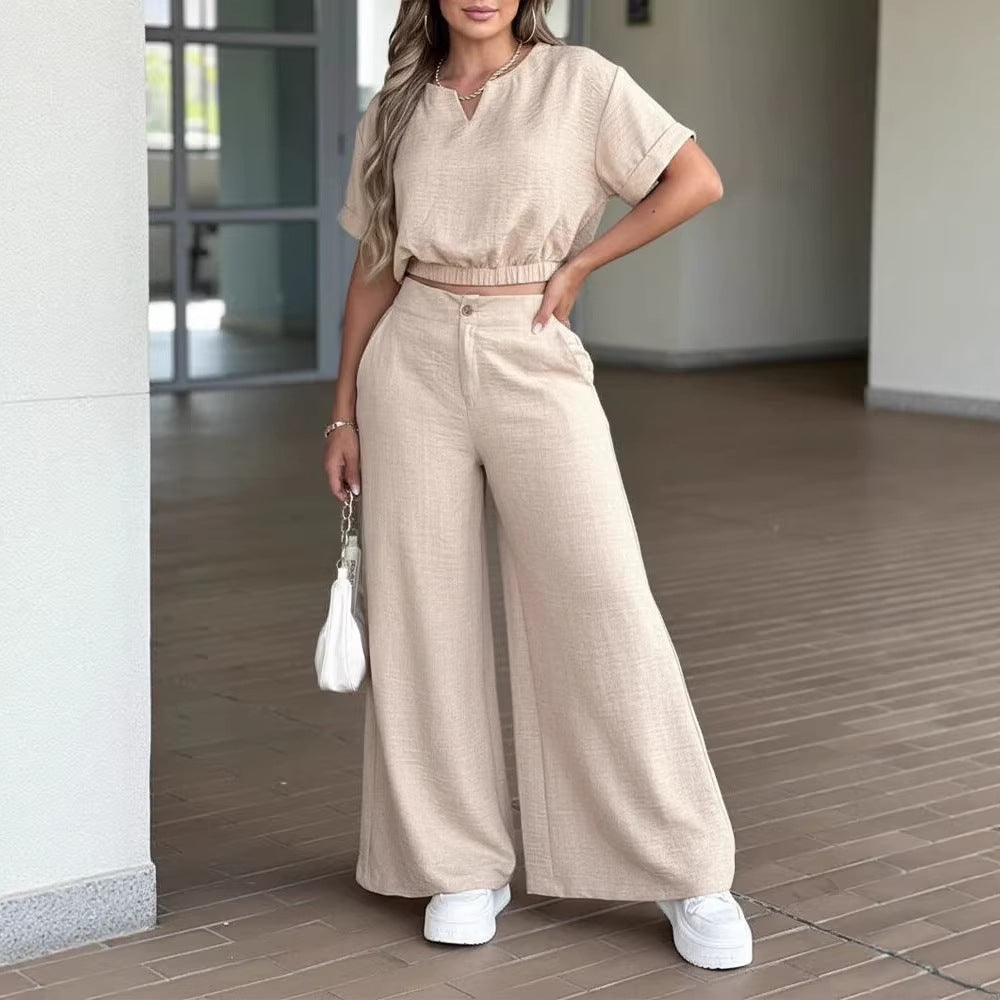 Damen lässiges Zweiteiler-Set aus leichtem und atmungsaktivem Stoff R&B