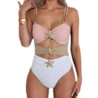 Damen chic eleganter Badeanzug mit Sternenapplikationen R&B