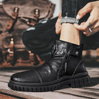 Damen Stiefeletten aus hochwertigem Leder mit robustem Profil und funktionalem Reißverschluss