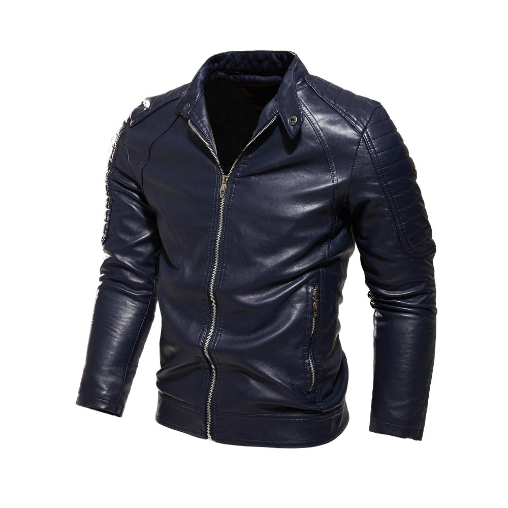Herren Kunstlederjacke mit strukturierten Einsätzen R&B