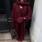 Damen Strickanzug mit weitem Schnitt und eleganten Rippdetails R&B