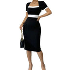 Damen Midi-Kleid mit kontrastierenden Einsätzen R&B