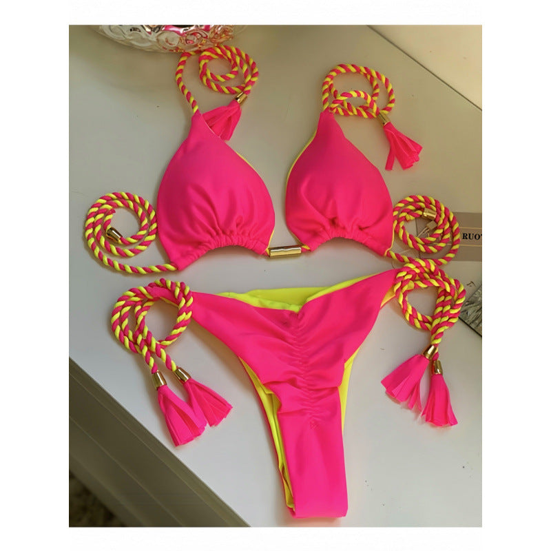 Damen Triangel-Bikini mit verspieltem Trockenband und eleganten Details R&B