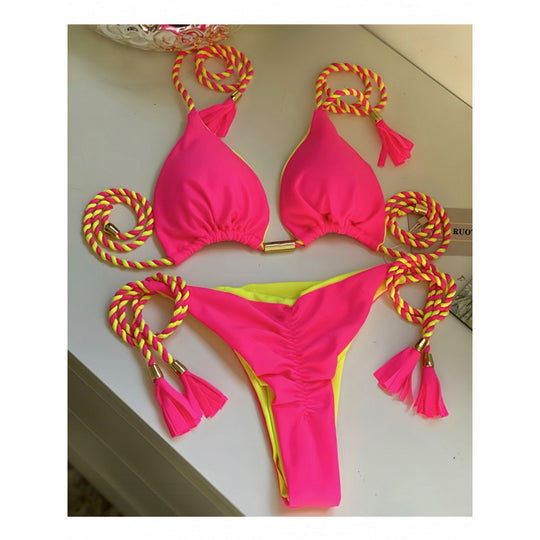 Damen Triangel-Bikini mit verspieltem Trockenband und eleganten Details R&B