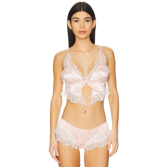 Damen Spitzen-Babydoll-Set mit Rüschendetails und schimmerndem Satin R&B