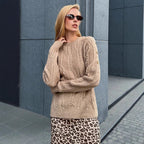 Damen Pullover mit Kabelstrickmuster und lässigem Schnitt R&B