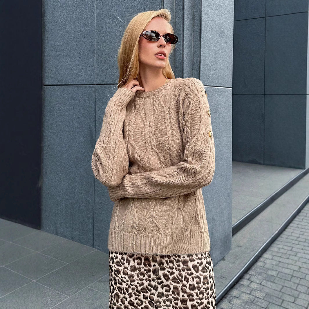 Damen Pullover mit Kabelstrickmuster und lässigem Schnitt R&B