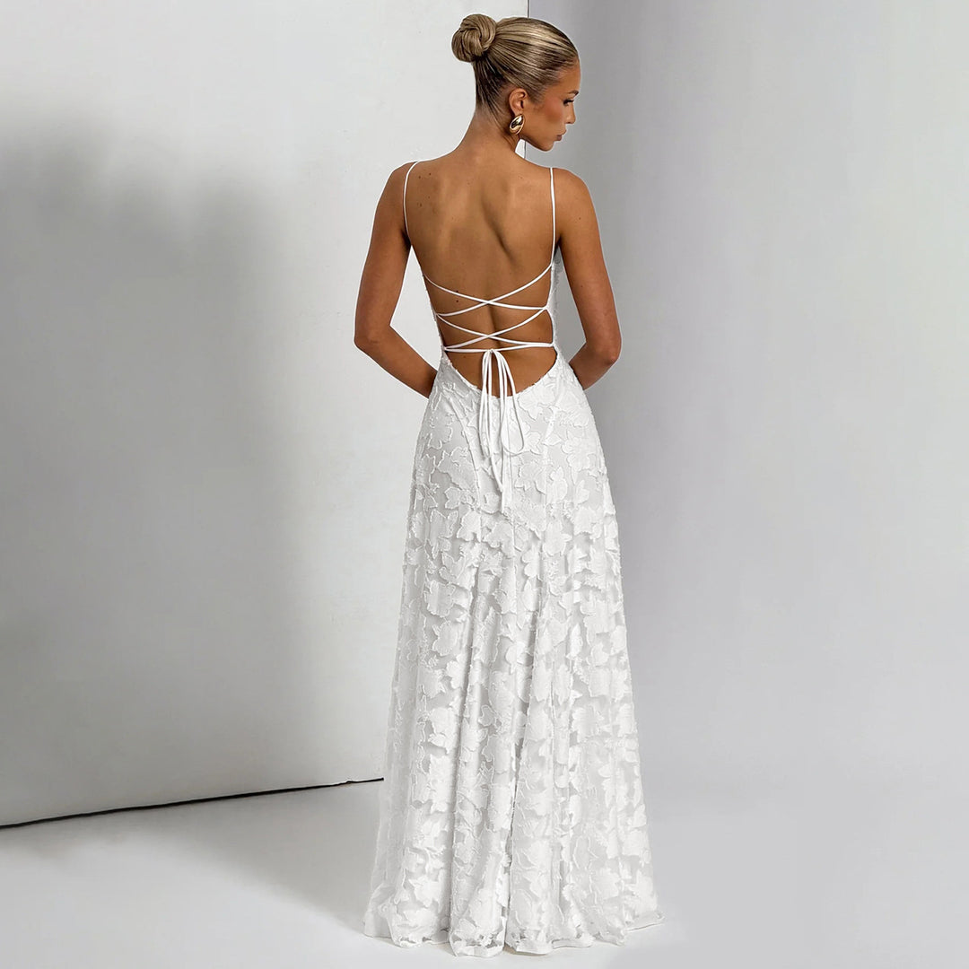 Damen Maxikleid mit zartem Blumendesign und schwingendem Saum R&B