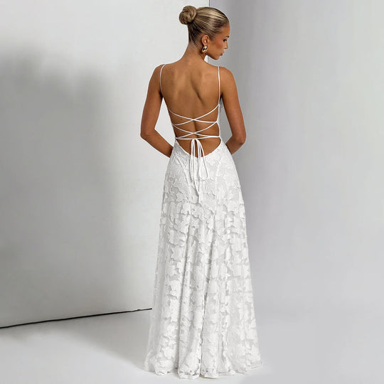 Damen Maxikleid mit zartem Blumendesign und schwingendem Saum R&B