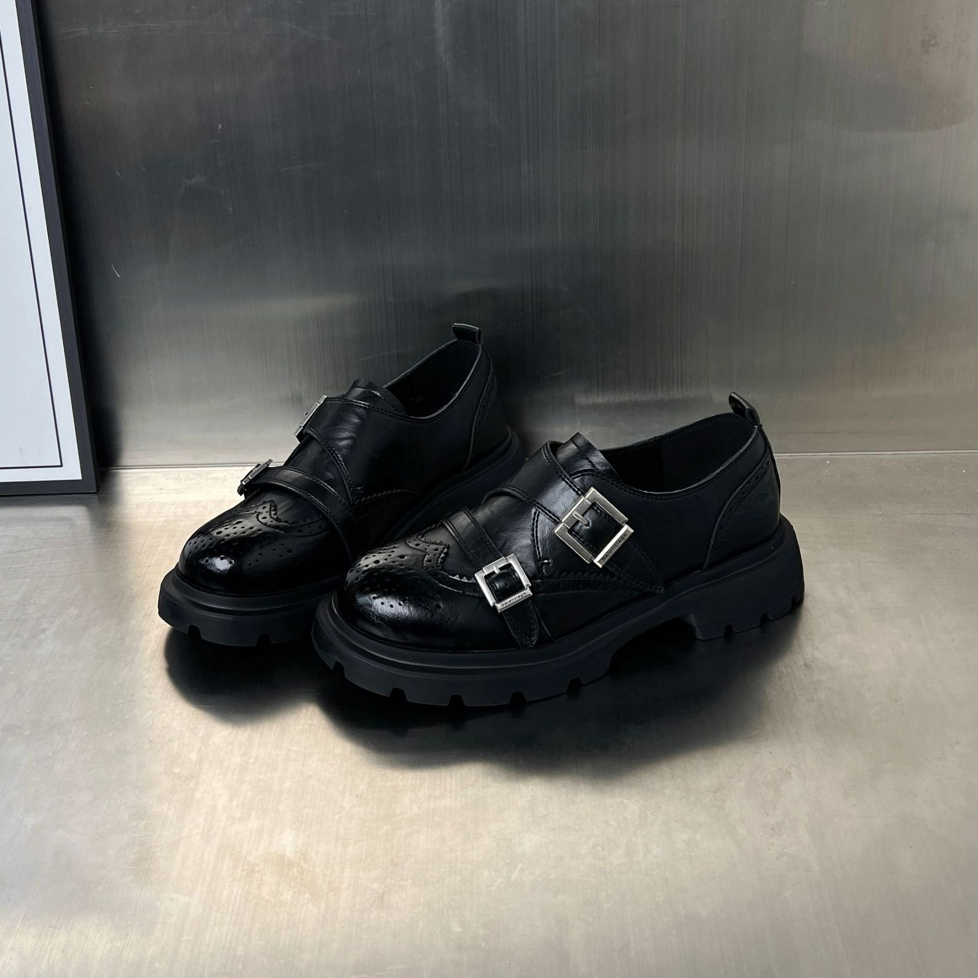 Damen Elegante Schnürschuhe mit modischen Schnallen und rutschfester Gummisohle R&B