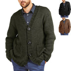 Herren lässige Strickjacke mit tiefem V-Ausschnitt und großzügigen Taschen R&B