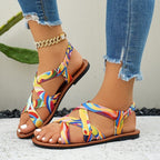 Damen Modesandalen mit buntem Riemendesign R&B