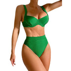 Damen Hochtaillierter Retro-Bikini mit strukturierter Oberfläche R&B