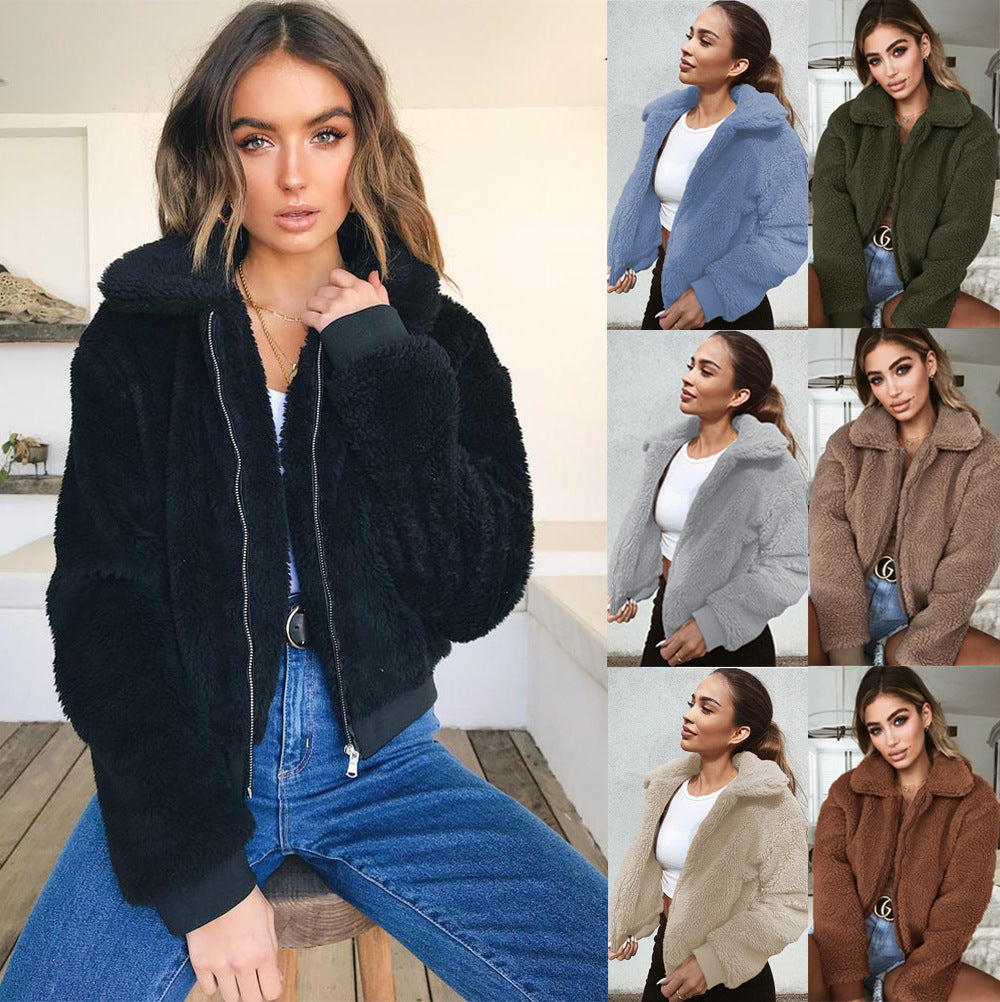 Damen Kuschelige Fleecejacke mit hohem Kragen und elastischen Bündchen R&B