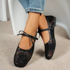 Damen elegante Ballerinas mit zartem Spitzenoberteil R&B