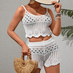 Damen luftiges Häkel-Set mit Top und Shorts R&B