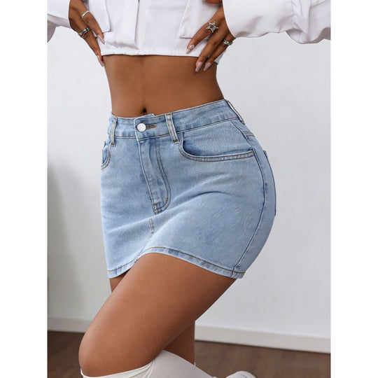 Damen Denim Minirock mit eleganten Schnürdetails R&B