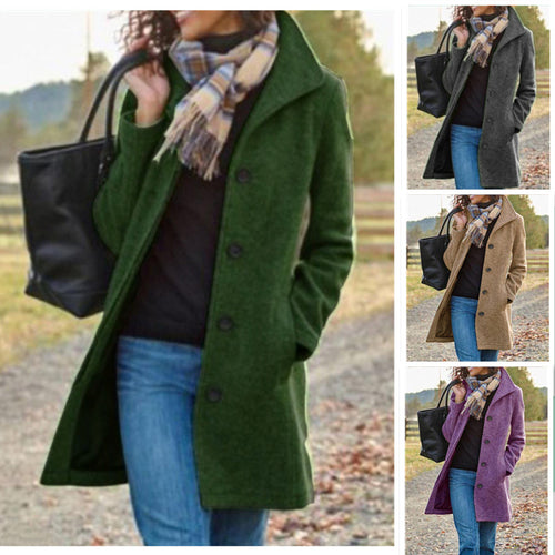 Damen eleganter Wollmantel R&B