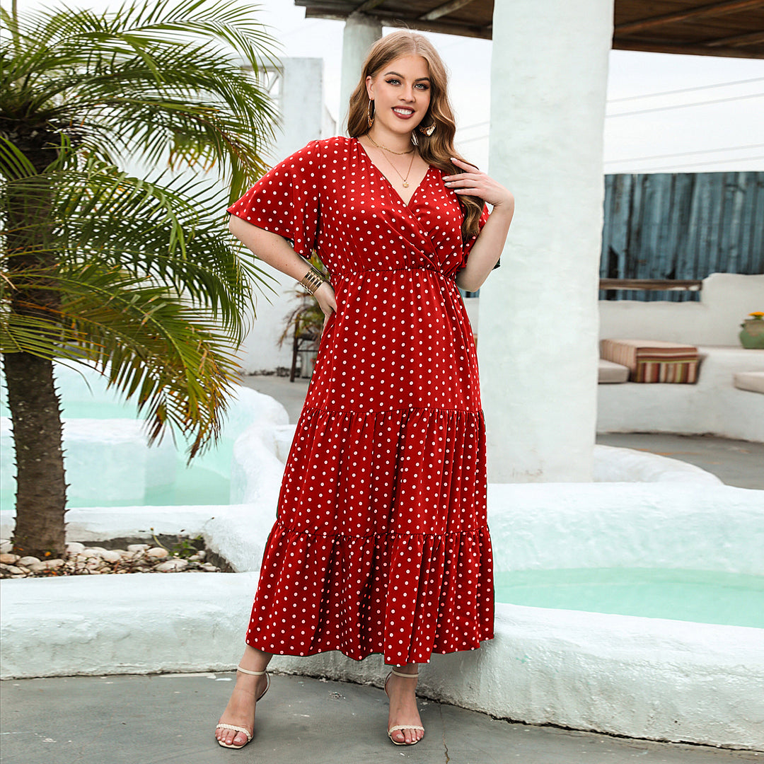 Damen Maxikleid mit trendigem Wickeldesign und feminine Rüschendetails R&B