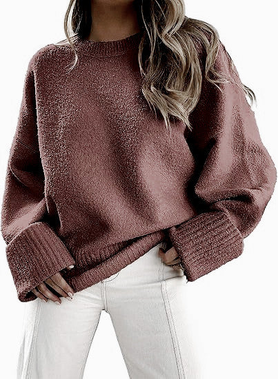 Damen Flauschiger Oversized Pullover mit breiten Bündchen R&B