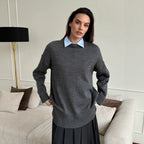 Damen Großer Strickpullover mit überschnittenen Schultern und Rippenbündchen R&B