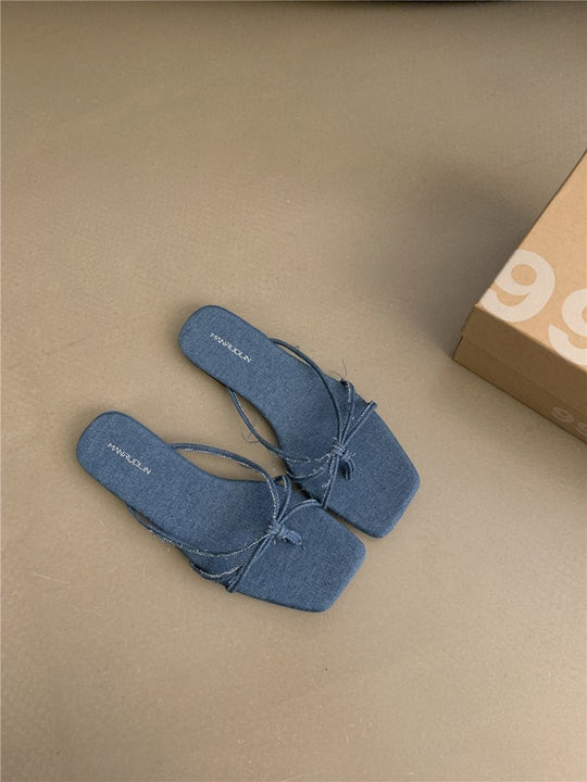 Damen elegante Riemchen-Sandalen mit flachem Absatz R&B