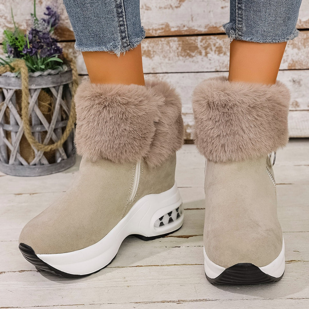 Damen Winterliche Sneaker-Stiefel mit flauschigem Kunstfellkragen und innovativer Sohle R&B