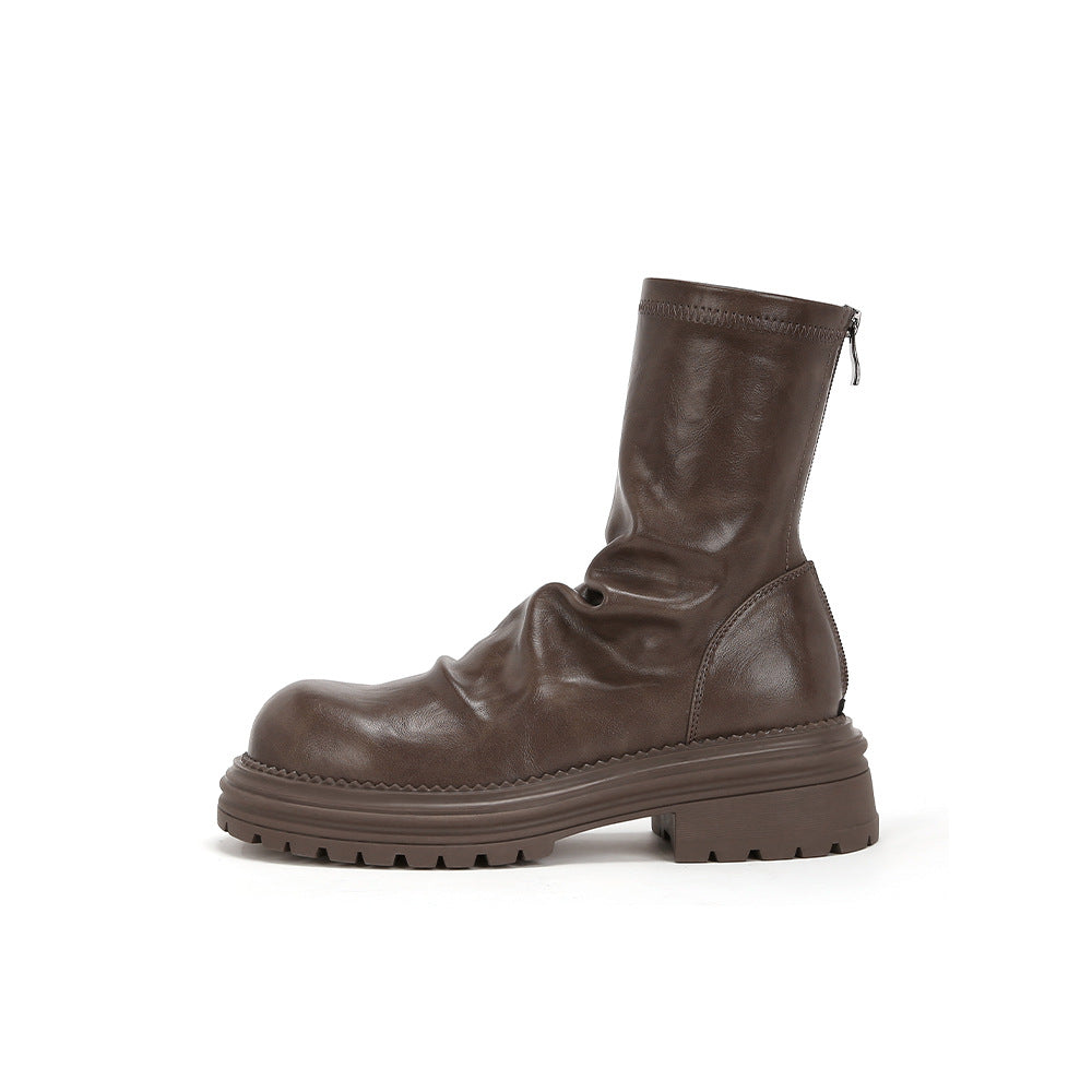 Damen Fashion-Stiefel mit breiter Sohle und elegantem Falten-Design R&B