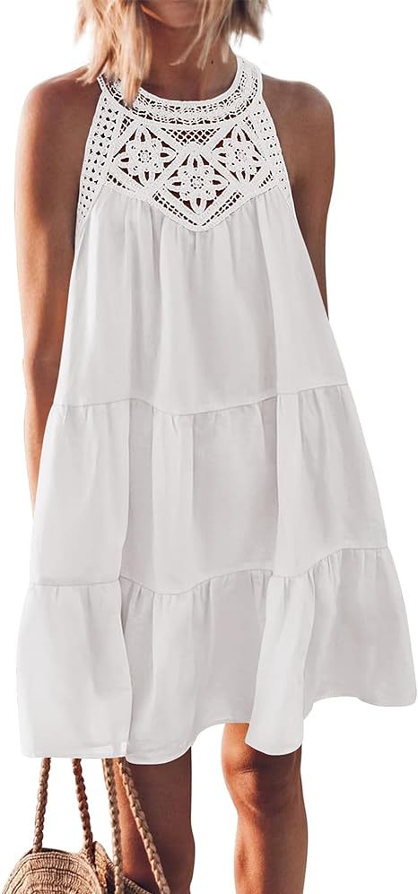 Damen luftiges Sommerkleid mit detaillierter Häkelspitze R&B
