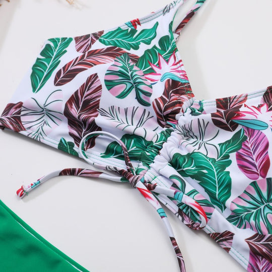 Damen Hochtailliertes Bikini-Set mit floralem Oberteil R&B