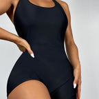 Damen Einteiler Badeanzug mit modernem Cross-Back-Design