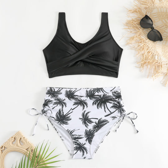 Damen Hochtailliertes Bikini-Set mit verstellbaren Trägern R&B