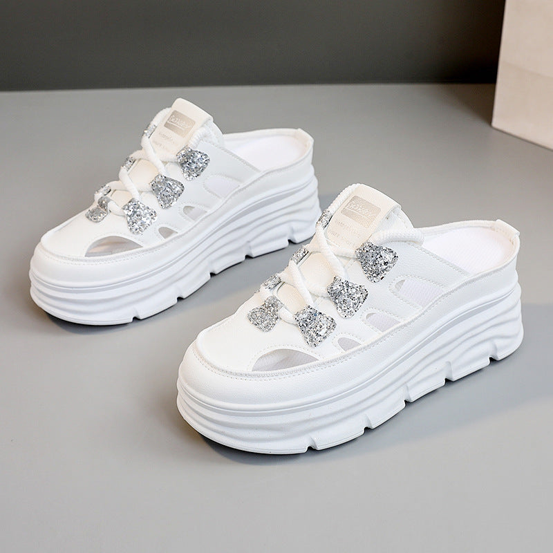 Damen Chunky Slip-On Sneakers mit funkelnden Akzenten und bequemer Dämpfung R&B