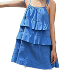 Damen luftiges Schwingkleid mit mehrlagigem Design und verstellbaren Trägern R&B