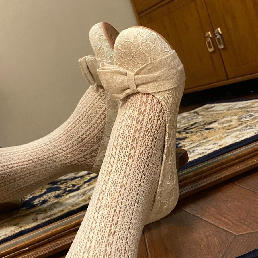 Damen Ballerinas mit zarten Spitzenakzenten und süßem Schleifendetail R&B